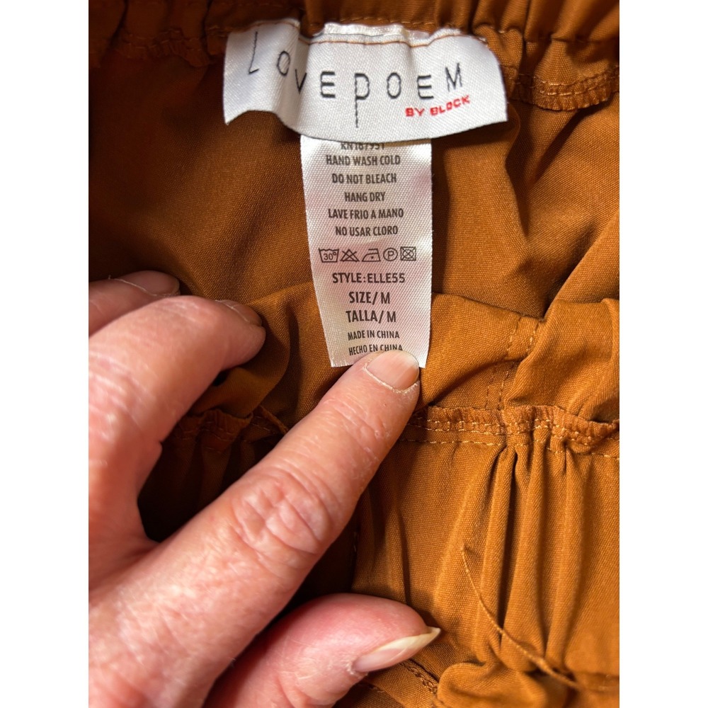 Lovepoem by Block Rust Brown Paperbag Waist Shorts Womens Medium Drawstring - Picture 6 of 10